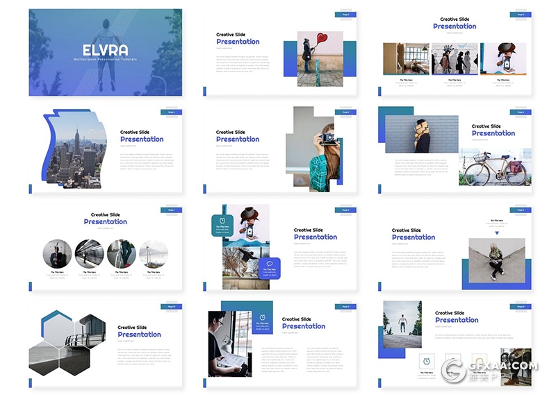30页扁平化简约工作计划总结多用途Google slides模板5种主题配色 - 顶尖PPT