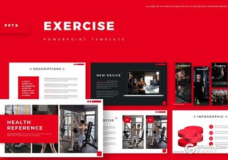 30页国外扁平化健身锻炼健身房宣传介绍项目规划PPT模板5种主题配色 - 顶尖PPT