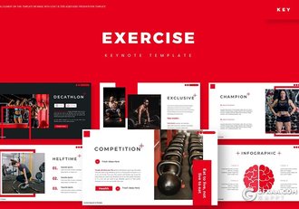 30页国外扁平化健身锻炼健身房宣传介绍项目规划keynote模板5种主题配色 - 顶尖PPT
