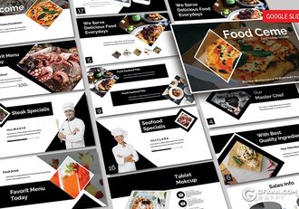 30页扁平化餐饮美食宣传推广厨师介绍Google slides模板 - 顶尖PPT