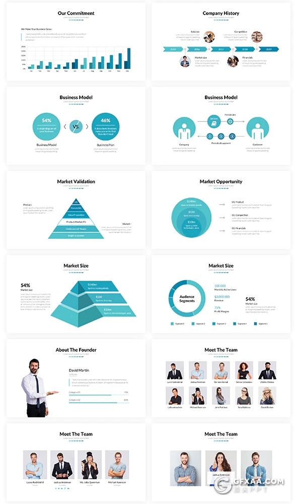 64页国外简约风格商务工作计划总结多用途PPT模板5种主题配色 - 顶尖PPT