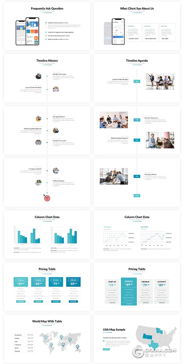 64页国外简约风格商务工作计划总结多用途PPT模板5种主题配色 - 顶尖PPT
