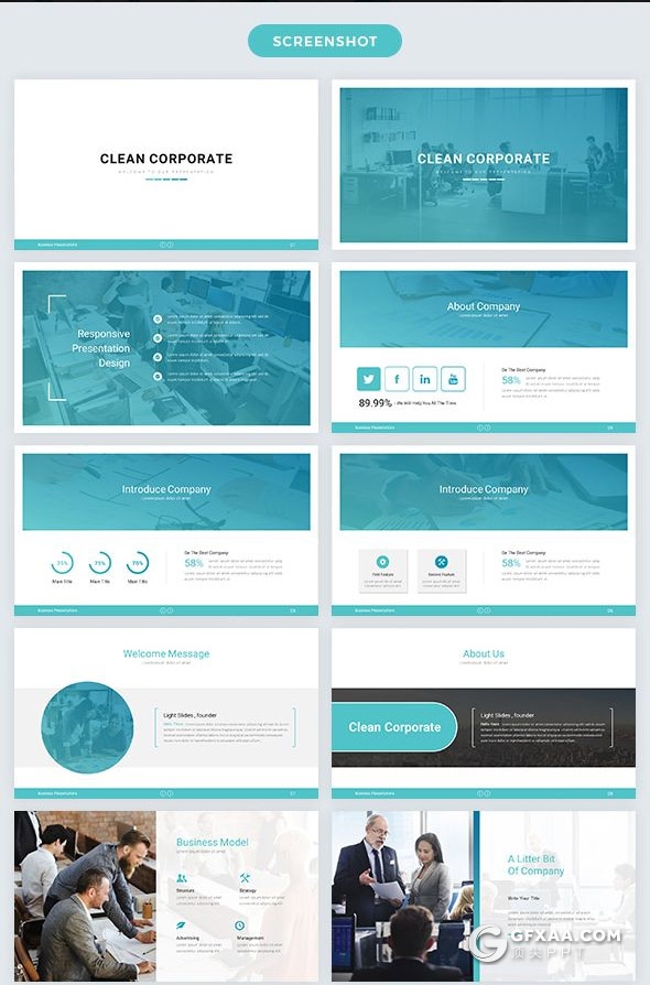 121页国外扁平化商务风格工作计划项目报告总结通用PPT模板5种主题配色 - 顶尖PPT