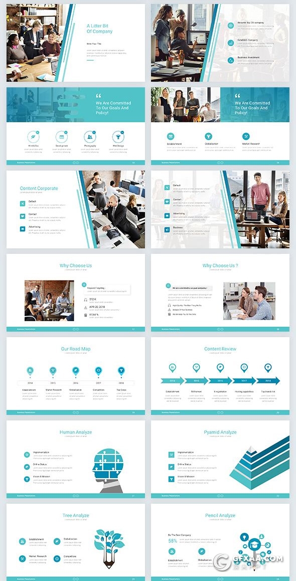 121页国外扁平化商务风格工作计划项目报告总结通用PPT模板5种主题配色 - 顶尖PPT