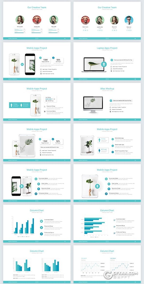 121页国外扁平化商务风格工作计划项目报告总结通用PPT模板5种主题配色 - 顶尖PPT
