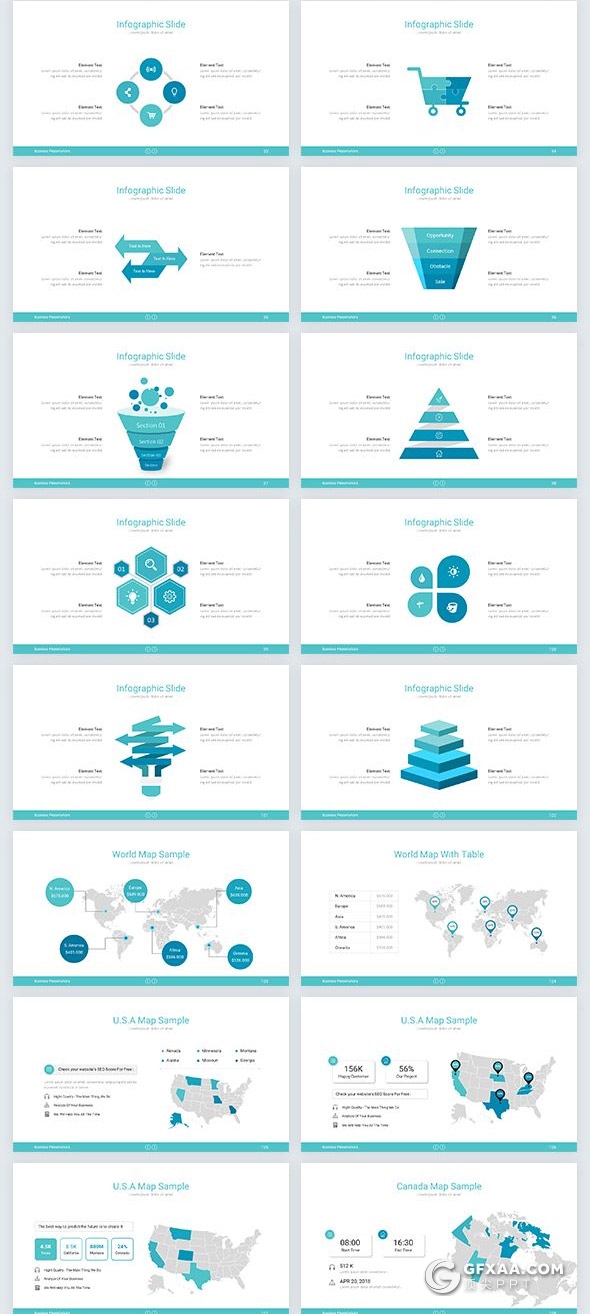 121页国外扁平化商务风格工作计划项目报告总结通用PPT模板5种主题配色 - 顶尖PPT