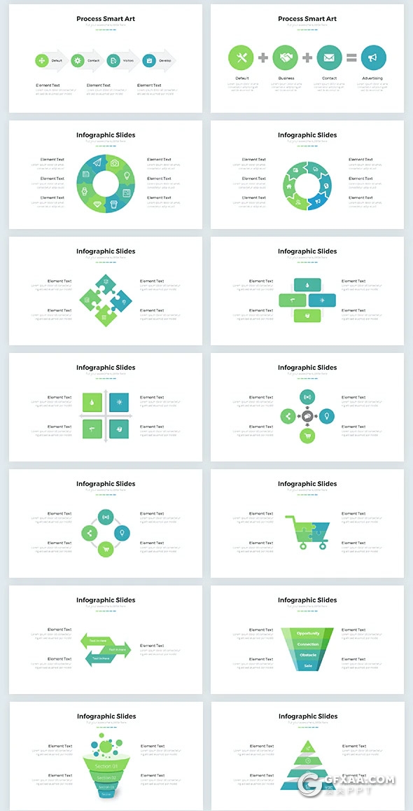 76页扁平化商务风格年终工作计划总结国外高逼格PPT模板5种主题配色 - 顶尖PPT