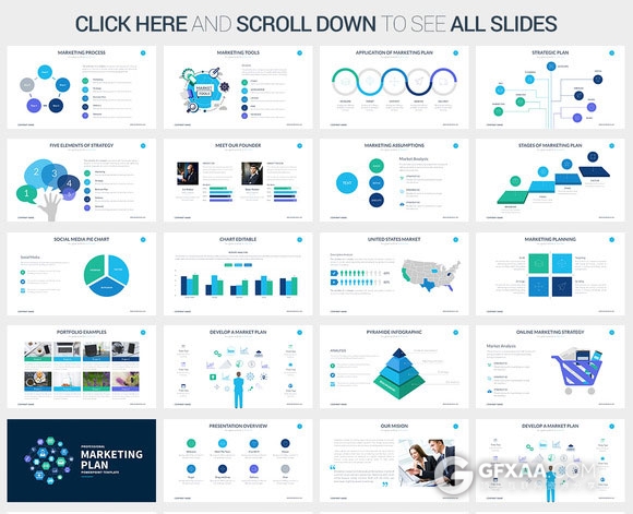 52页扁平化商务营销计划PPT模板 - 顶尖PPT