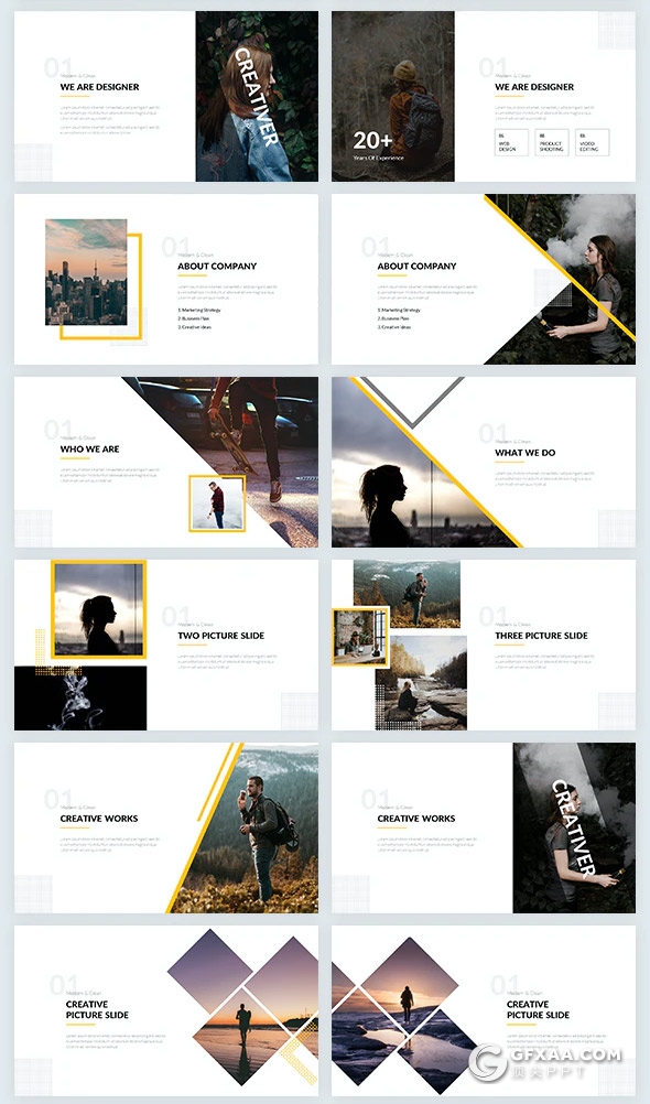 71页国外扁平化简约风格公司团队介绍宣传商务通用PPT模板5种主题配色 - 顶尖PPT