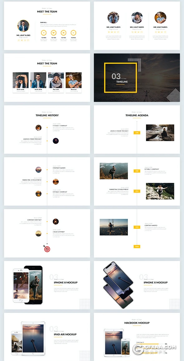 71页国外扁平化简约风格公司团队介绍宣传商务通用PPT模板5种主题配色 - 顶尖PPT