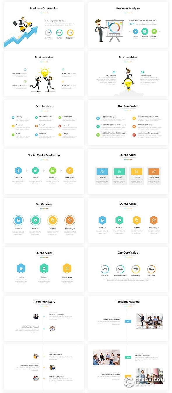 110页国外扁平化企业公司介绍项目合作工作汇报PPT模板5种主题配色 - 顶尖PPT