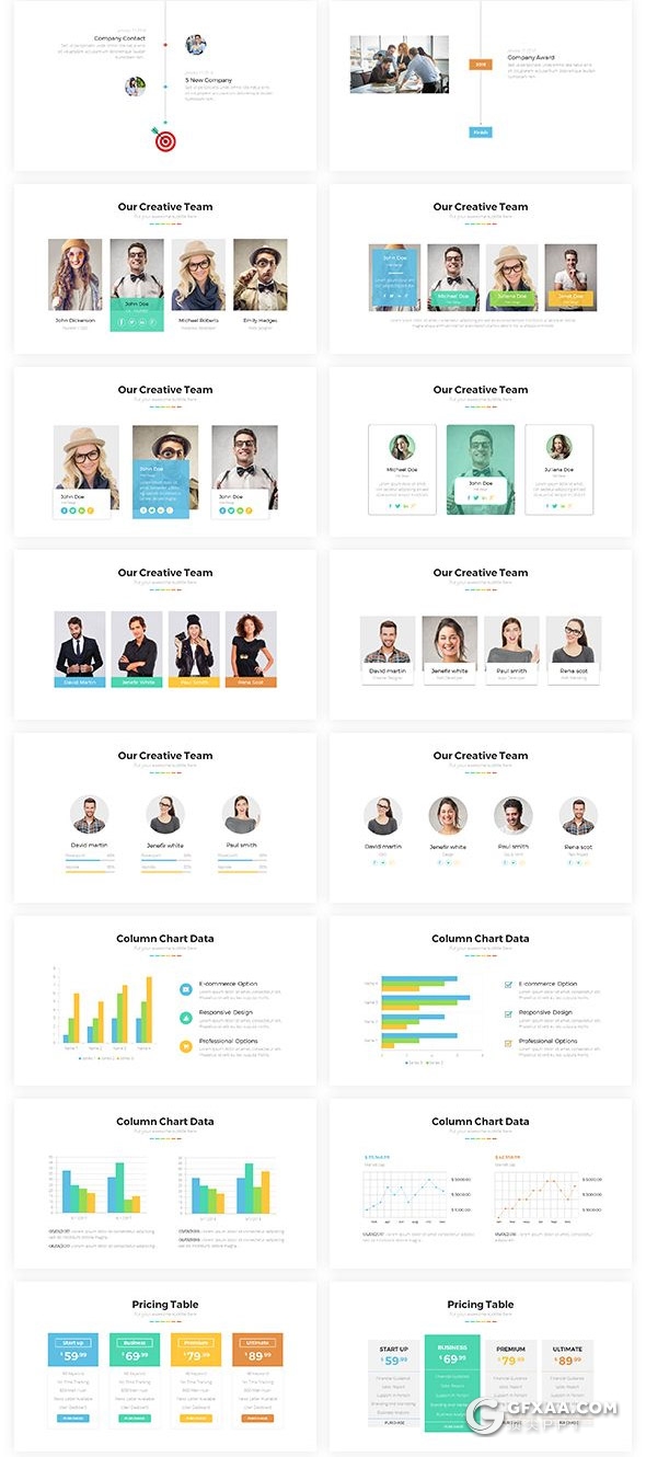 110页国外扁平化企业公司介绍项目合作工作汇报PPT模板5种主题配色 - 顶尖PPT