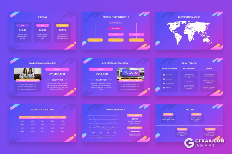 33页精美渐变配色企业会议项目展示合作国外高端PPT模板 - 顶尖PPT