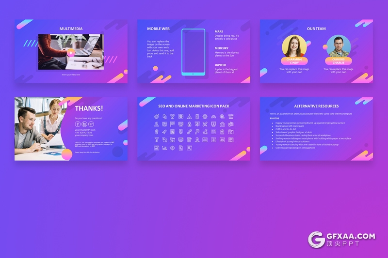 33页精美渐变配色企业会议项目展示合作国外高端PPT模板 - 顶尖PPT