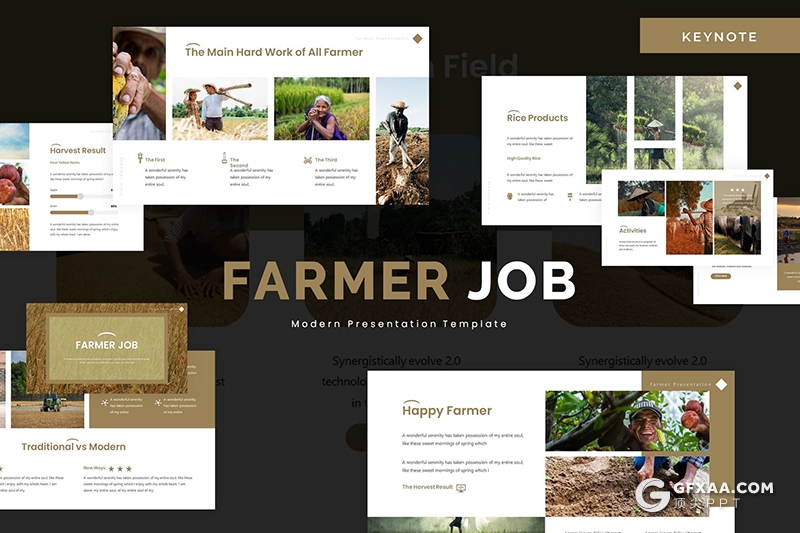 30页农田工作农民工作田地种植介绍展示keynote模板5种主题配色 - 顶尖PPT