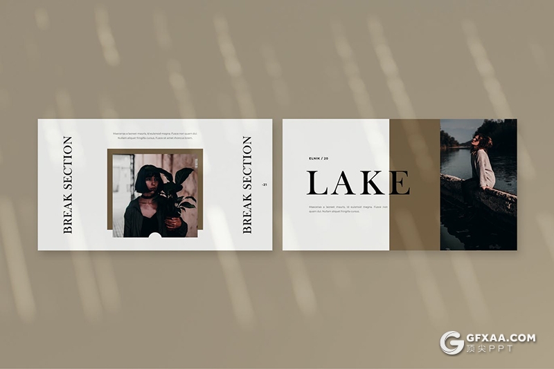 35页国外扁平化简约时尚杂志摄影模特写真PPT模板 - 顶尖PPT