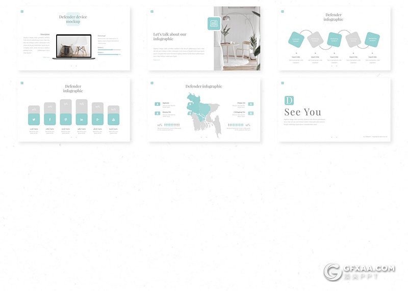 30页简约文艺唯美小清新风格Google slides模板5种主题配色 - 顶尖PPT