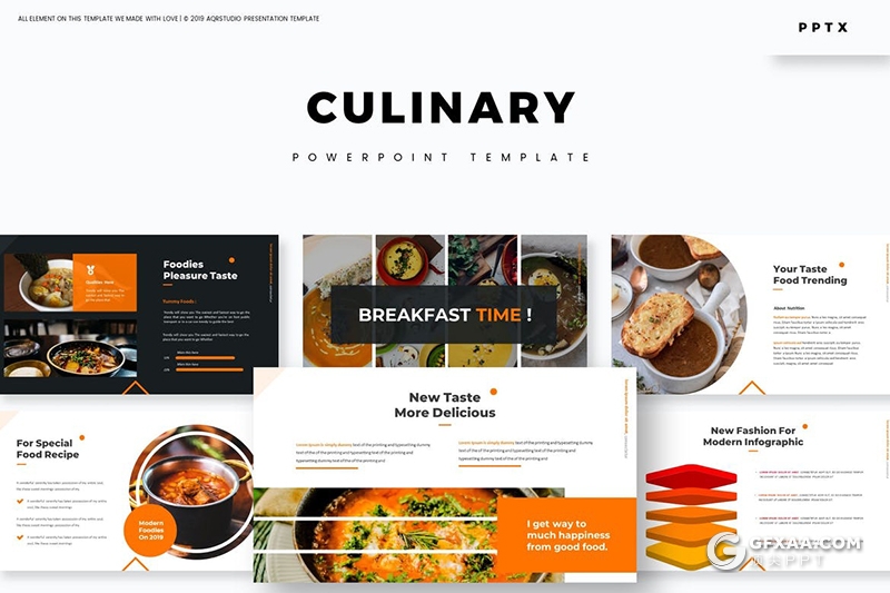 30页国外简约风格西式餐饮美食宣传推广Google slides模板5种主题配色 - 顶尖PPT