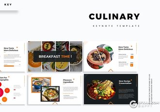 30页国外简约风格西式餐饮美食宣传推广keynote模板5种主题配色 - 顶尖PPT