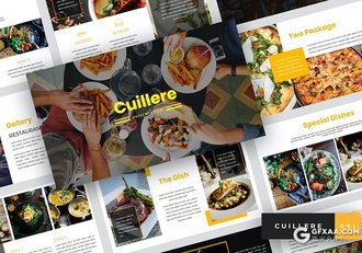 36页扁平化西式餐饮美食介绍宣传Google slides模板 - 顶尖PPT