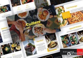 36页扁平化西式餐饮美食介绍宣传PPT模板 - 顶尖PPT