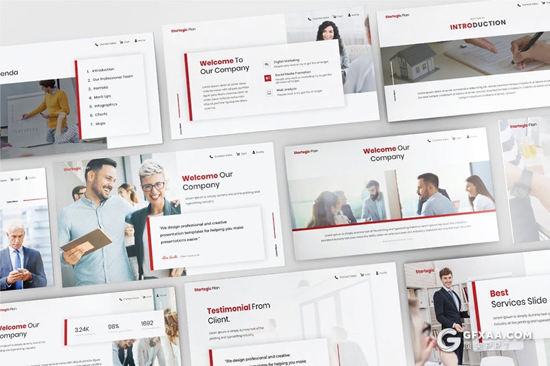 30页红色国外商务风格业务合作工作汇报总结keynote模板 - 顶尖PPT