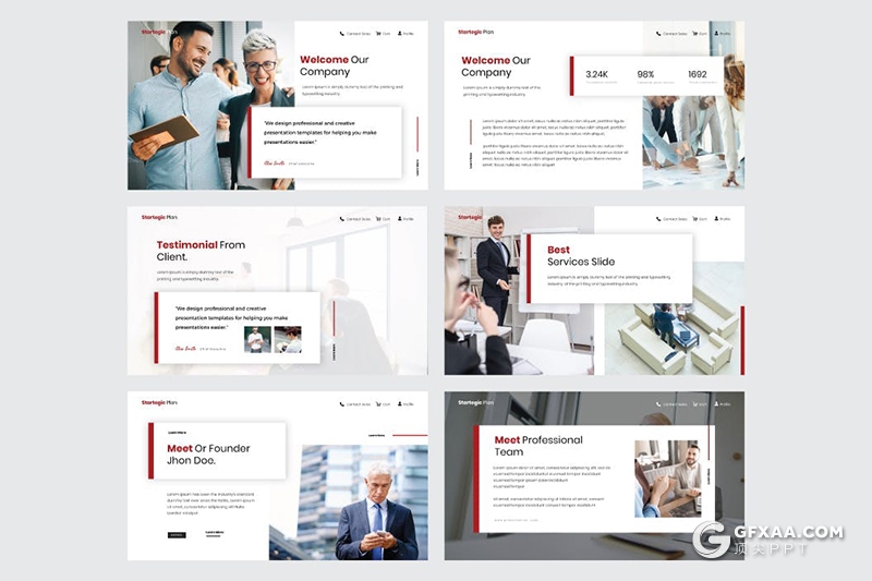 30页红色国外商务风格业务合作工作汇报总结keynote模板 - 顶尖PPT