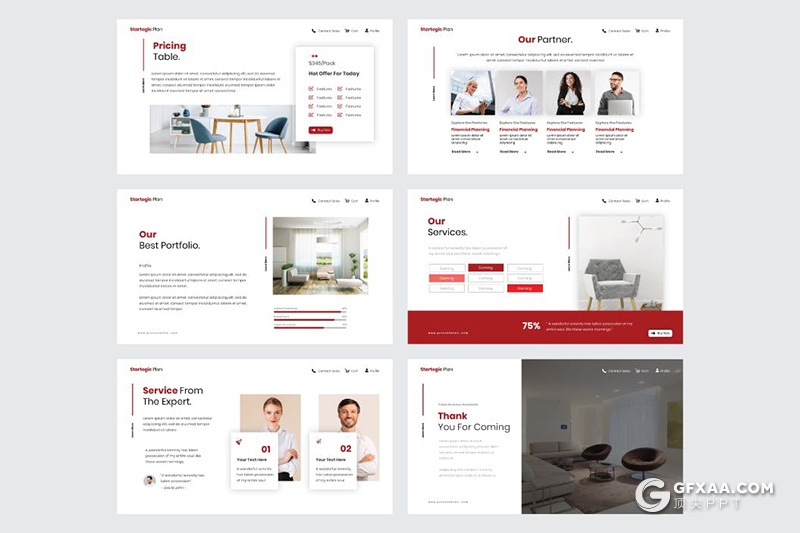 30页红色国外商务风格业务合作工作汇报总结keynote模板 - 顶尖PPT