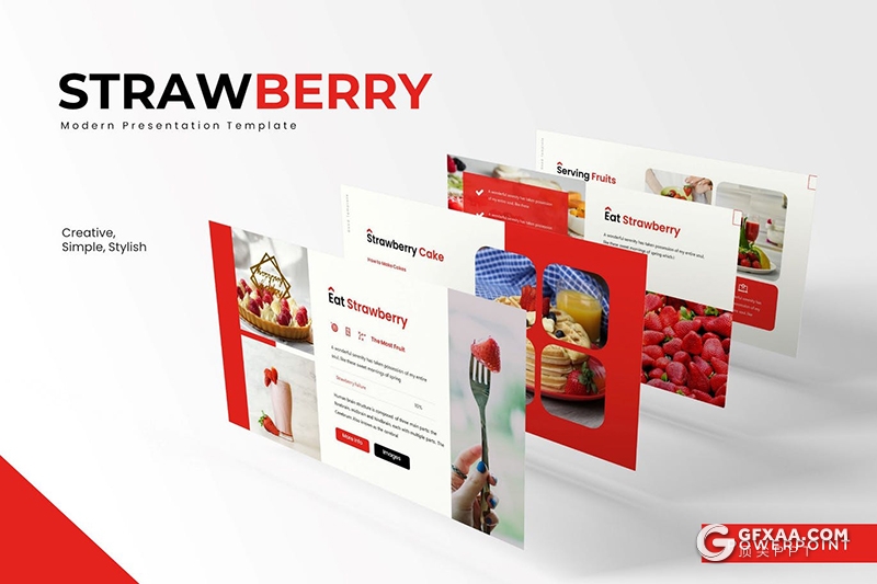 30页扁平化简约风格草莓主题草莓水果介绍展示PPT模板 - 顶尖PPT