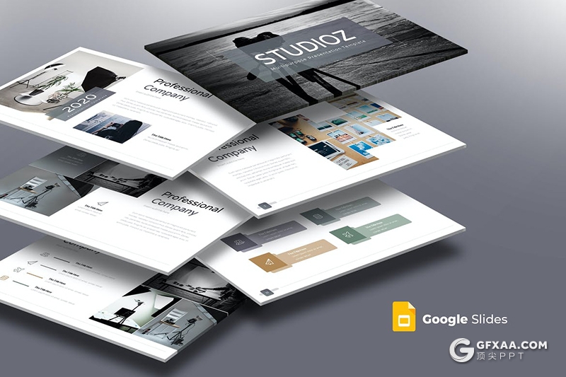 30页国外商务风格企业宣传介绍工作汇报总结Google slides模板5种主题配色 - 顶尖PPT