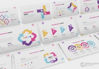 30页彩色创意SWOT图形keynote模板 - 顶尖PPT