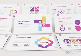 30页彩色创意SWOT图形PPT模板 - 顶尖PPT