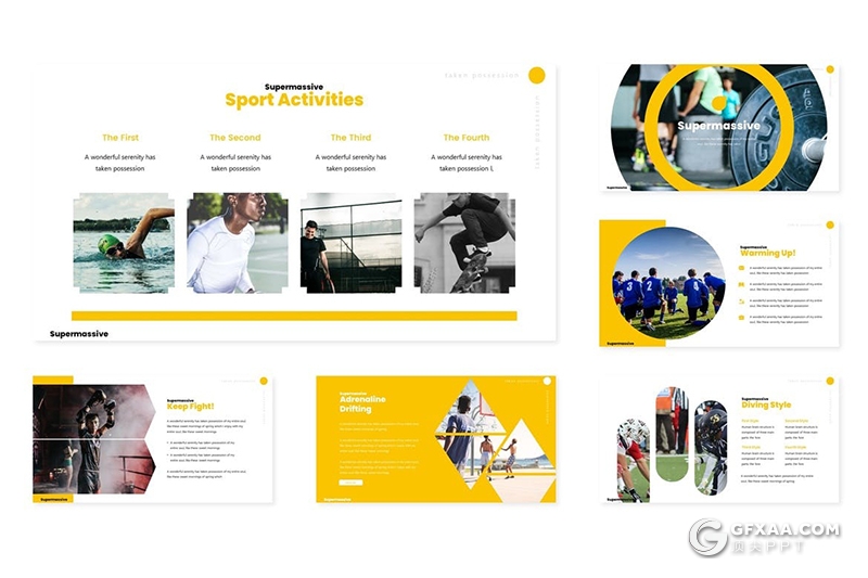 30页扁平化体育运动比赛多用途PPT模板5种主题配色 - 顶尖PPT