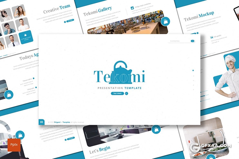 30页扁平化风格餐厅美食介绍展示PPT模板5种主题配色 - 顶尖PPT