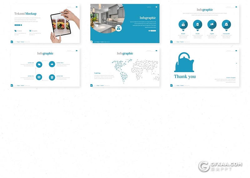 30页扁平化风格餐厅美食介绍展示PPT模板5种主题配色 - 顶尖PPT