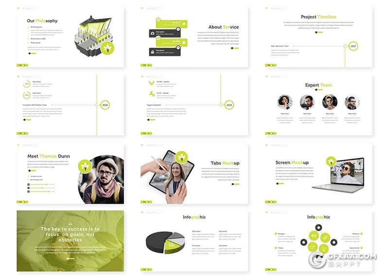 30页国商务风格企业介绍工作项目规划布局Google slides模板5种主题配色 - 顶尖PPT