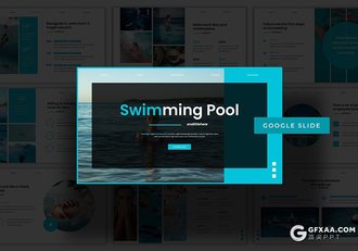 30页游泳池游泳健身项目介绍宣传Google slides模板5种主题配色 - 顶尖PPT