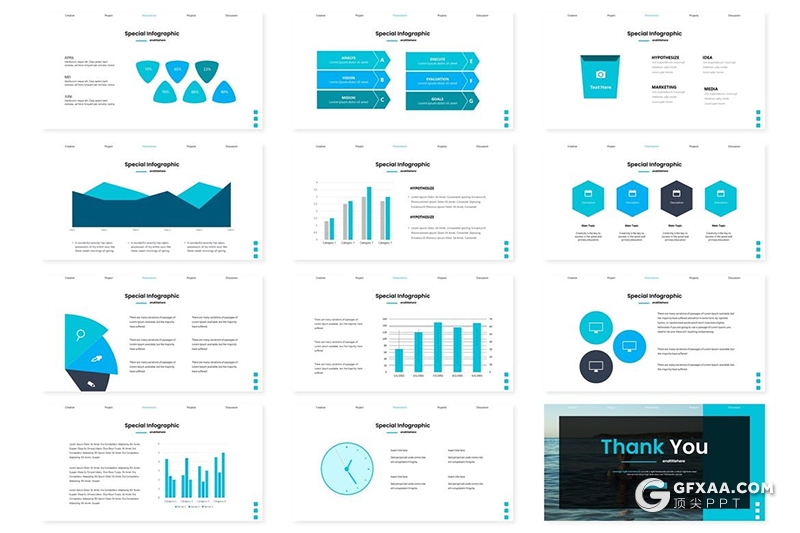 30页游泳池游泳健身项目介绍宣传keynote模板5种主题配色 - 顶尖PPT