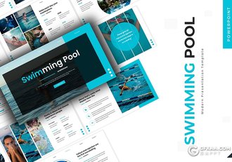 30页游泳池游泳健身项目介绍宣传PPT模板5种主题配色 - 顶尖PPT
