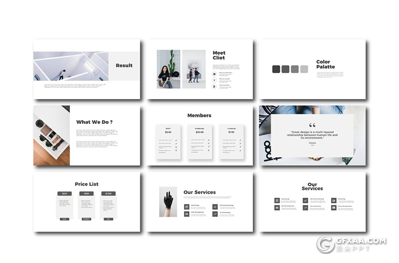 40页国外极简文艺小清新风格多用途Google slides模板 - 顶尖PPT