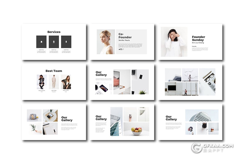 40页国外极简文艺小清新风格多用途Google slides模板 - 顶尖PPT