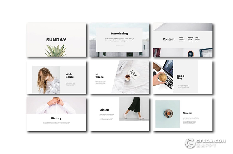 40页国外极简文艺小清新风格多用途Google slides模板 - 顶尖PPT