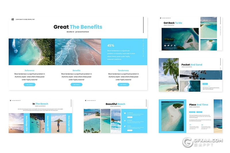 30页旅游景点宣传介绍旅游度假摄影展示Google slides模板 - 顶尖PPT