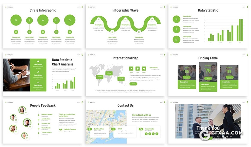 30页欧美风格商务团队介绍项目合作国外高品质PPT模板3种配色 - 顶尖PPT