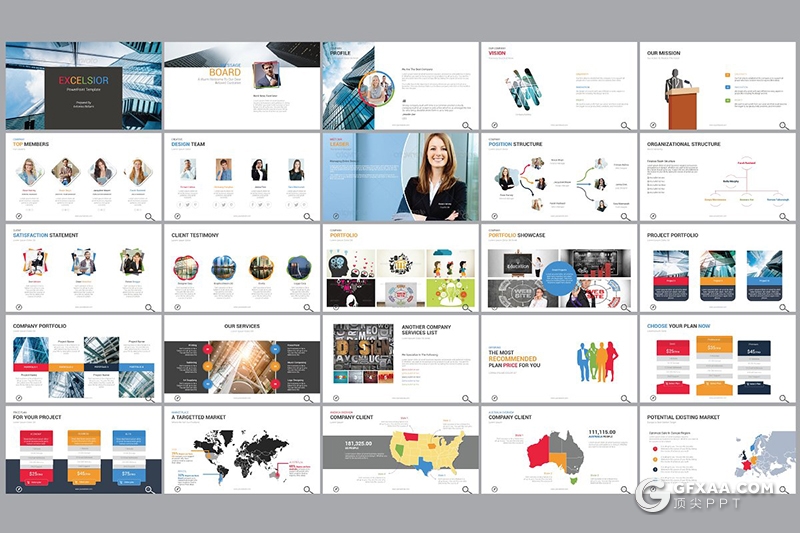 100页彩色商务图形设计工作计划总结多用途PPT模板 - 顶尖PPT