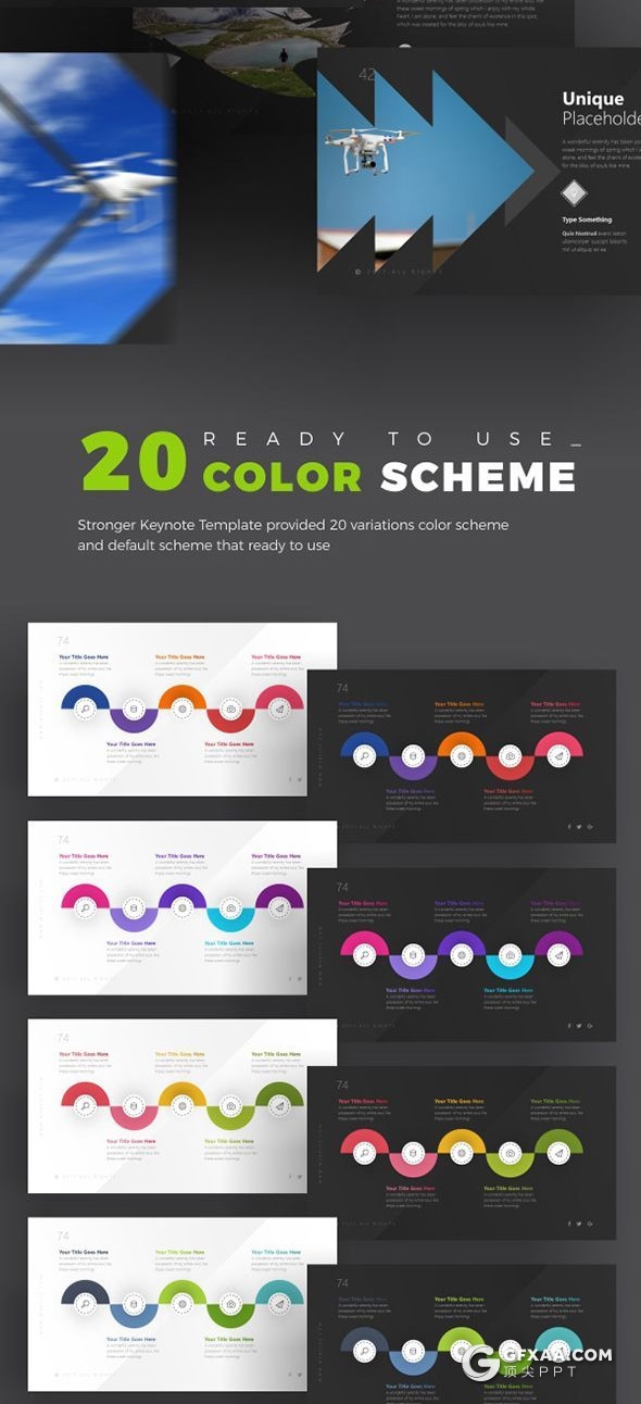 80页国外高端项目会议主题演讲欧美商务多用途keynote模板21种主题配色 - 顶尖PPT