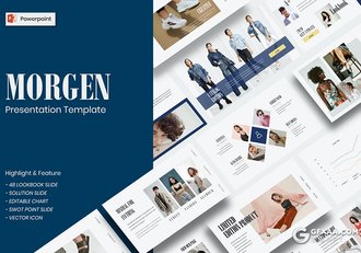 48页国外极简风格时尚服装展模特写真摄影图片展示PPT模板 - 顶尖PPT