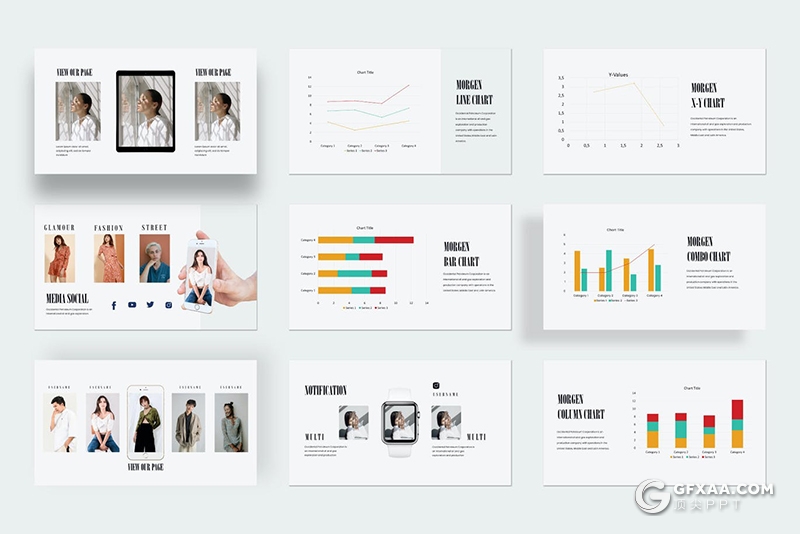 48页国外极简风格时尚服装展模特写真摄影图片展示PPT模板 - 顶尖PPT