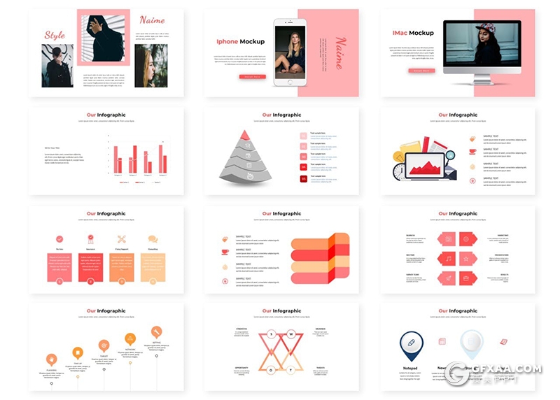30页国外简约风格时尚服装秀服装行业数据调研分析PPT模板5种主题配色 - 顶尖PPT