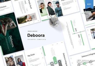 30页扁平化简约风格时尚服装秀模特写真展示keynote模板5种主题配色 - 顶尖PPT